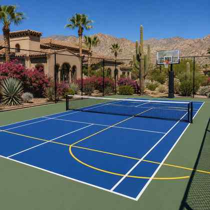 Finished Laykold multi-sport court after conversion