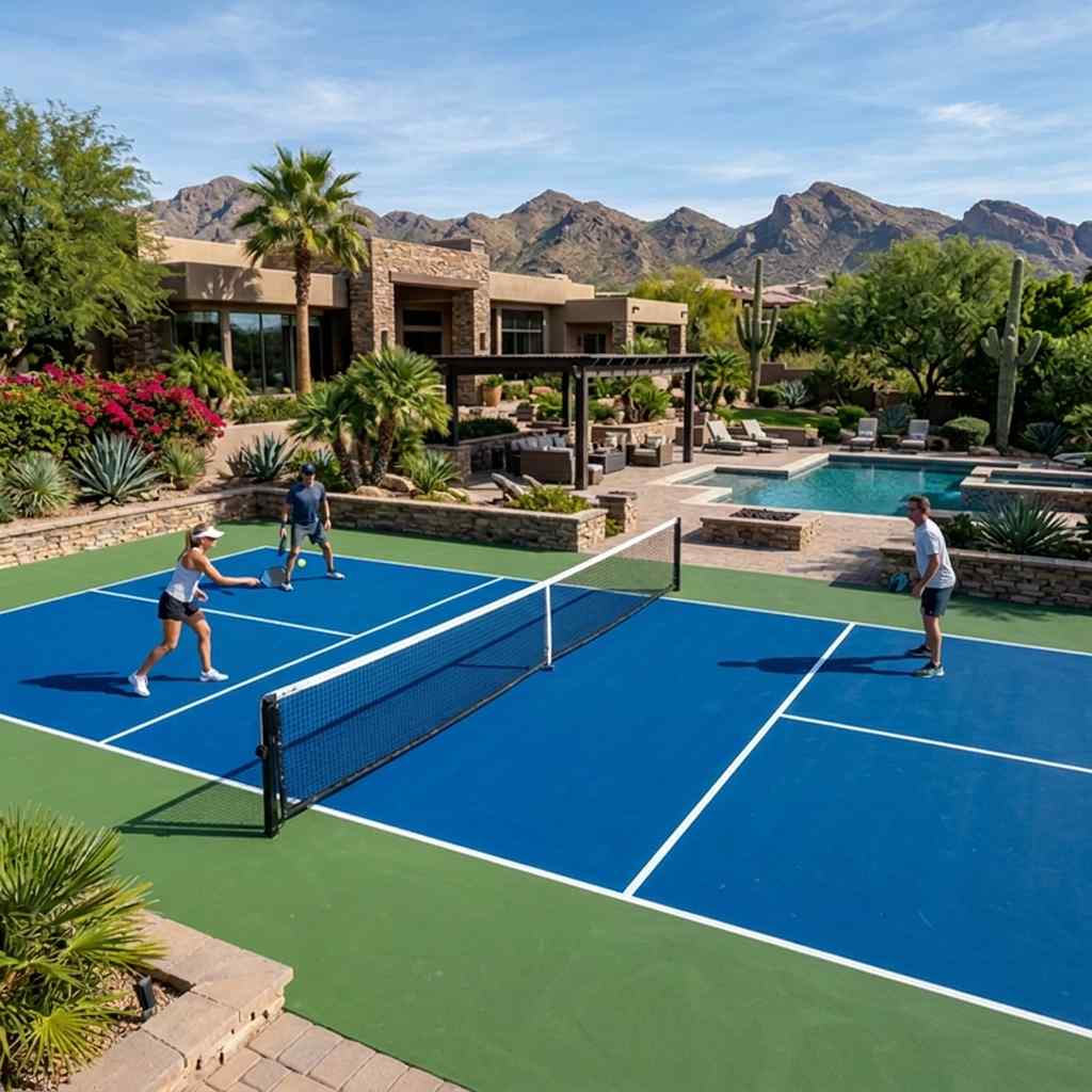 Tournament-grade Laykold pickleball court surface